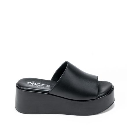 Alternative view of Ženske kožne papuče Once-85632 crne na platformu